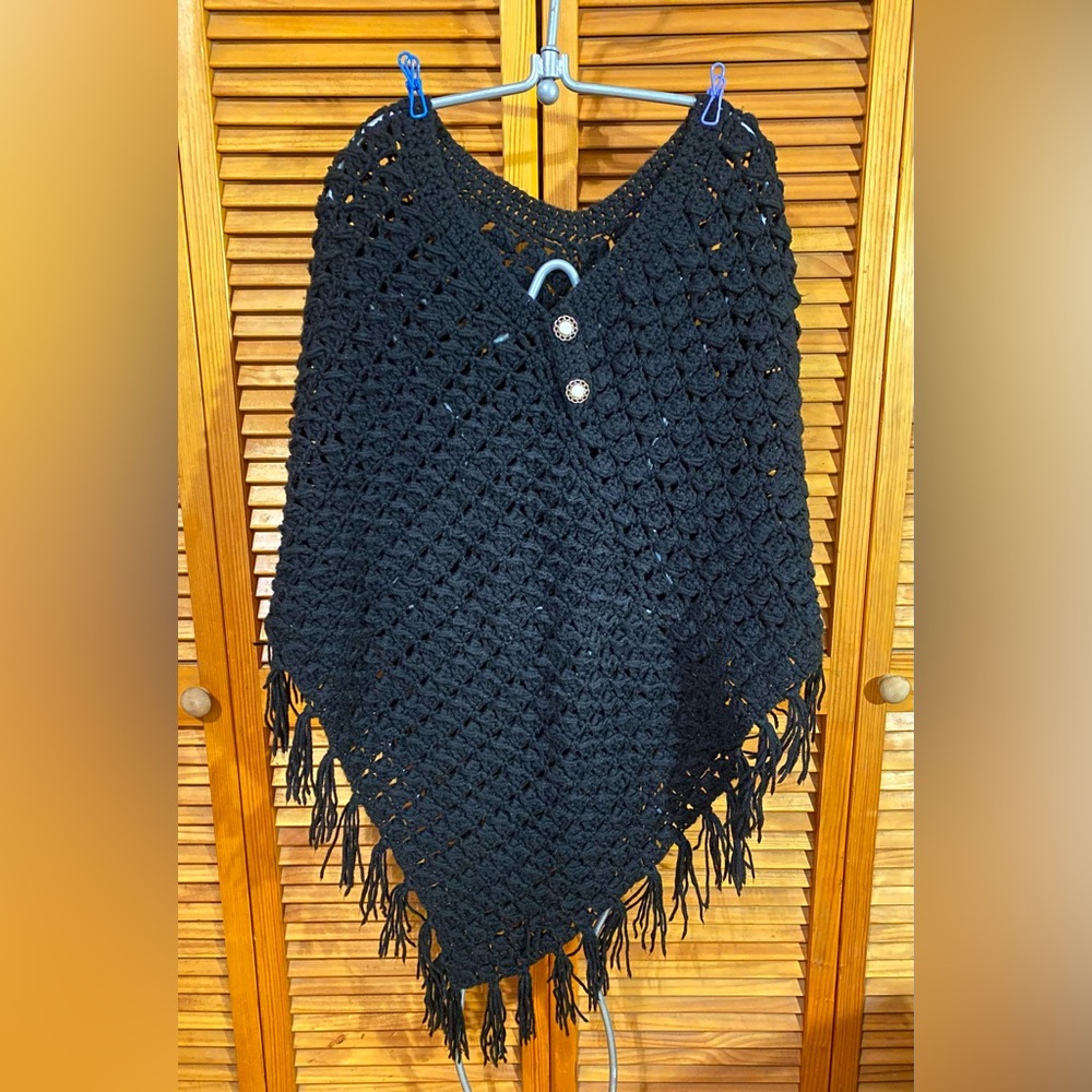 Black, knit poncho